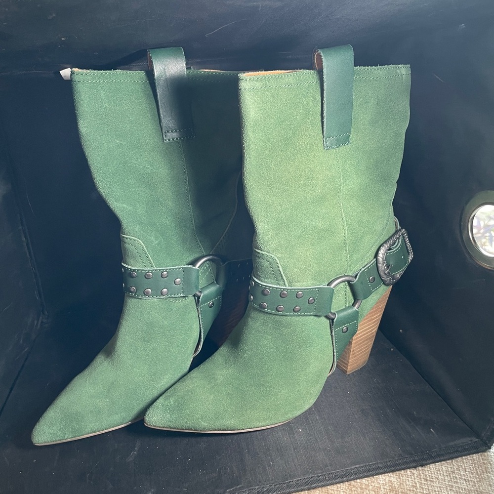 Dingo Green Ankle Boots with Studded Strap